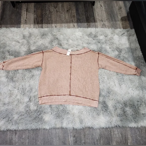 ANTHROPOLOGIE | Pilco | Off The Shoulder Slouchy Sweatshirt  | Mauve |XS | NWT - Picture 7 of 7
